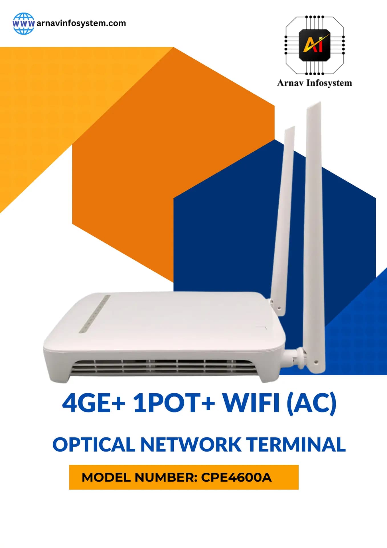 Dualband WIFI XPON ONU 4GE +1Voice +1USB + 2.4G/5.8G Wi-Fi AC ONU GPON ONT XPON Network Terminal Devices  ZTE Chipset — view 3